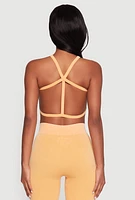 Womens Seamless Caged Open Back Crop Top, Orange, Size S-M