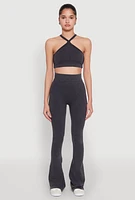 Womens Mineral Wash Seamless Flared Pants, Grey, Size S-M