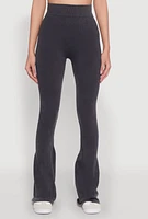 Womens Mineral Wash Seamless Flared Pants, Grey, Size S-M