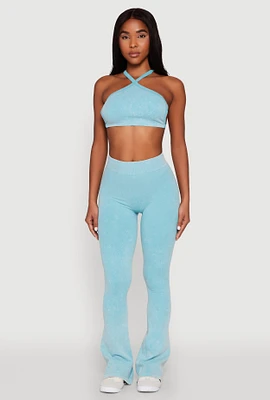 Womens Mineral Wash Seamless Flared Pants, S-M