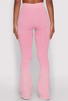 Womens Mineral Wash Seamless Flared Pants, Pink, Size S-M