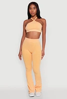 Womens Mineral Wash Seamless Flared Pants, Orange,
