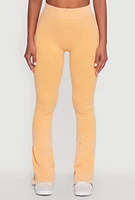 Womens Mineral Wash Seamless Flared Pants, Orange, Size S-M