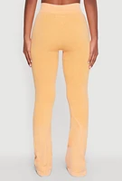 Womens Mineral Wash Seamless Flared Pants, Orange,