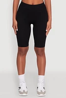 Womens Seamless Rib Knit High Waisted Bike Shorts, L-XL