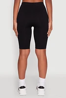 Womens Seamless Rib Knit High Waisted Bike Shorts, L-XL