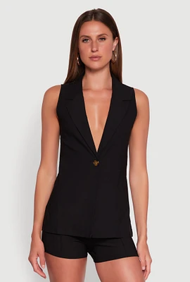 Womens One Button Blazer Vest,