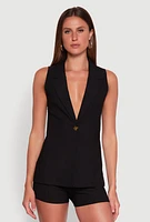 Womens One Button Blazer Vest,