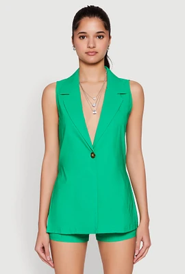 Womens One Button Blazer Vest,
