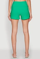 Womens High Waisted Pintuck Shorts,