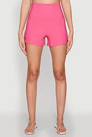 Womens High Waisted Pintuck Shorts, Pink, Size XL