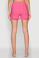 Womens High Waisted Pintuck Shorts, Pink, Size XL