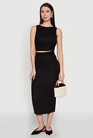 Womens Textured Knit Midi Pencil Skirt,