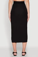 Womens Textured Knit Midi Pencil Skirt,