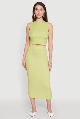 Womens Textured Knit Midi Pencil Skirt,