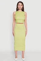 Womens Textured Knit Midi Pencil Skirt,