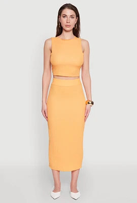 Womens Textured Knit Midi Pencil Skirt, S