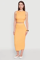 Womens Textured Knit Midi Pencil Skirt, S