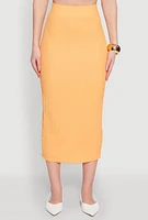 Womens Textured Knit Midi Pencil Skirt, S