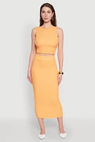 Womens Sleeveless Textured Knit Crop Top,