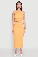 Womens Sleeveless Textured Knit Crop Top,