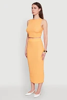 Womens Sleeveless Textured Knit Crop Top,