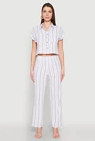Womens Airy Striped Pattern Shirt, White,