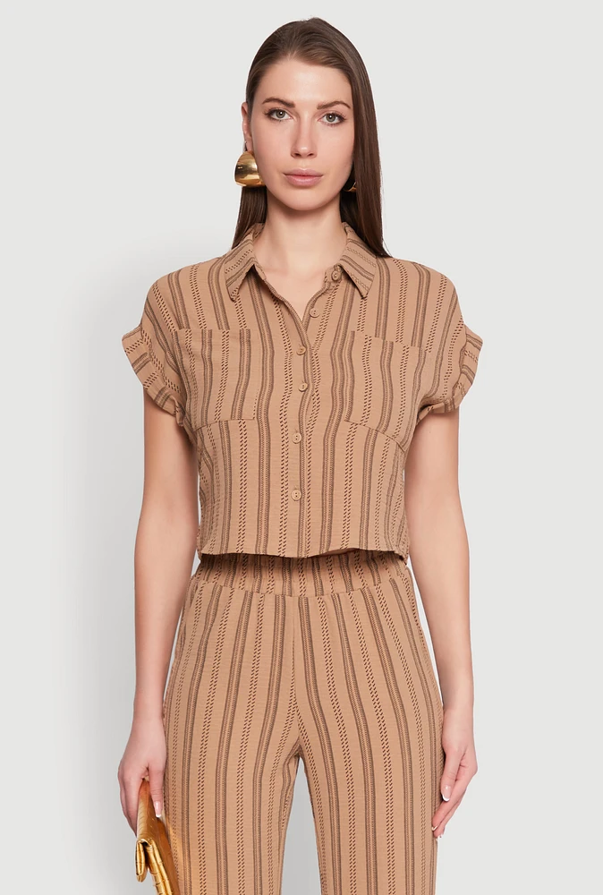 Womens Airy Striped Pattern Shirt,