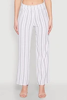 Womens Airy Striped Pattern Pants, White, Size M