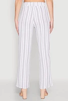 Womens Airy Striped Pattern Pants, White, Size M