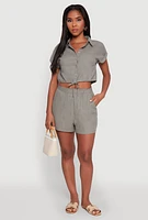 Womens Stylish High Waisted Shorts with Elastic Waist,