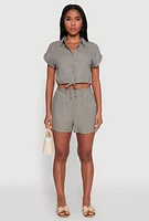 Womens Stylish High Waisted Shorts with Elastic Waist,