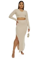 Womens Knit V Neck Cropped Sweater, Beige,