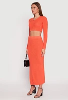 Womens Knit V Neck Cropped Sweater, Orange, Size M