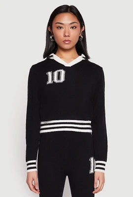 Womens Daisy Johnny Collar 10 Graphic Sweater, S