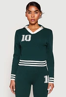 Womens Daisy Johnny Collar 10 Graphic Sweater, Green, Size M
