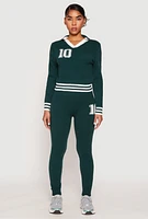 Womens Daisy Johnny Collar 10 Graphic Sweater, Green, Size M