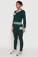 Womens Daisy Johnny Collar 10 Graphic Sweater, Green, Size M