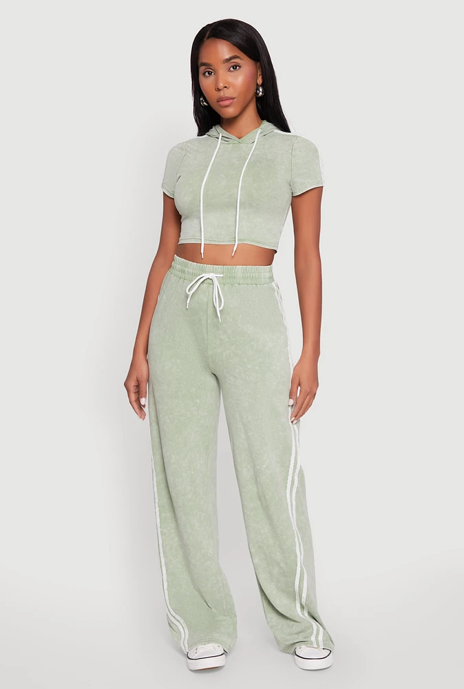 Womens Daisy Mineral Wash Drawstring Waist Active Pants,