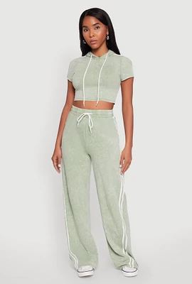 Womens Daisy Mineral Wash Drawstring Waist Active Pants,