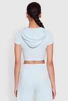 Womens Daisy Mineral Wash Varsity Stripe Hooded Crop Top, XL