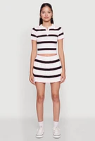 Womens Daisy Classic Fit Striped Cropped Polo Shirt, Multi, Size M