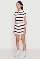 Womens Daisy Classic Fit Striped Cropped Polo Shirt, Multi, Size M