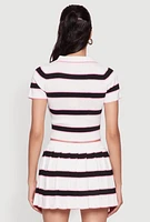 Womens Daisy Classic Fit Striped Cropped Polo Shirt, Multi, Size M