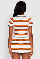 Womens Daisy Classic Fit Striped Cropped Polo Shirt, Orange, Size S