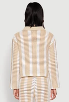 Womens Daisy Striped Pointelle Crochet Shirt,