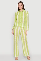 Womens Daisy Striped Pointelle Crochet Pants, M