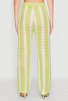 Womens Daisy Striped Pointelle Crochet Pants, M