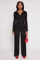 Womens Daisy Button Front Long Sleeve Shirt, S