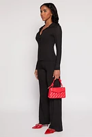 Womens Daisy Button Front Long Sleeve Shirt, S